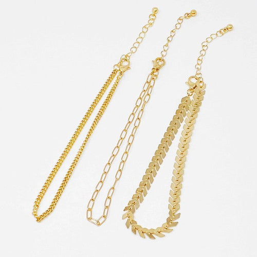 Lily Driedelige Enkelbandjes Set, Gelaagde Look & Verstelbare Lengte