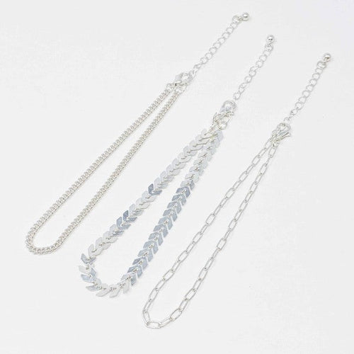 Lily Driedelige Enkelbandjes Set, Gelaagde Look & Verstelbare Lengte