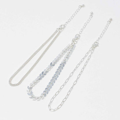 Lily Driedelige Enkelbandjes Set, Gelaagde Look & Verstelbare Lengte