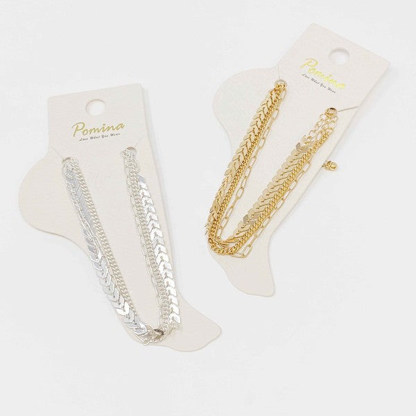 Lily Driedelige Enkelbandjes Set, Gelaagde Look & Verstelbare Lengte