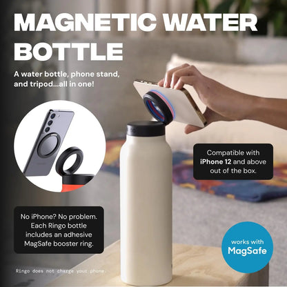 Geïsoleerde RVS Drinkfles Met Magnetische Telefoonhouder, Handsfree & Draaibaar
