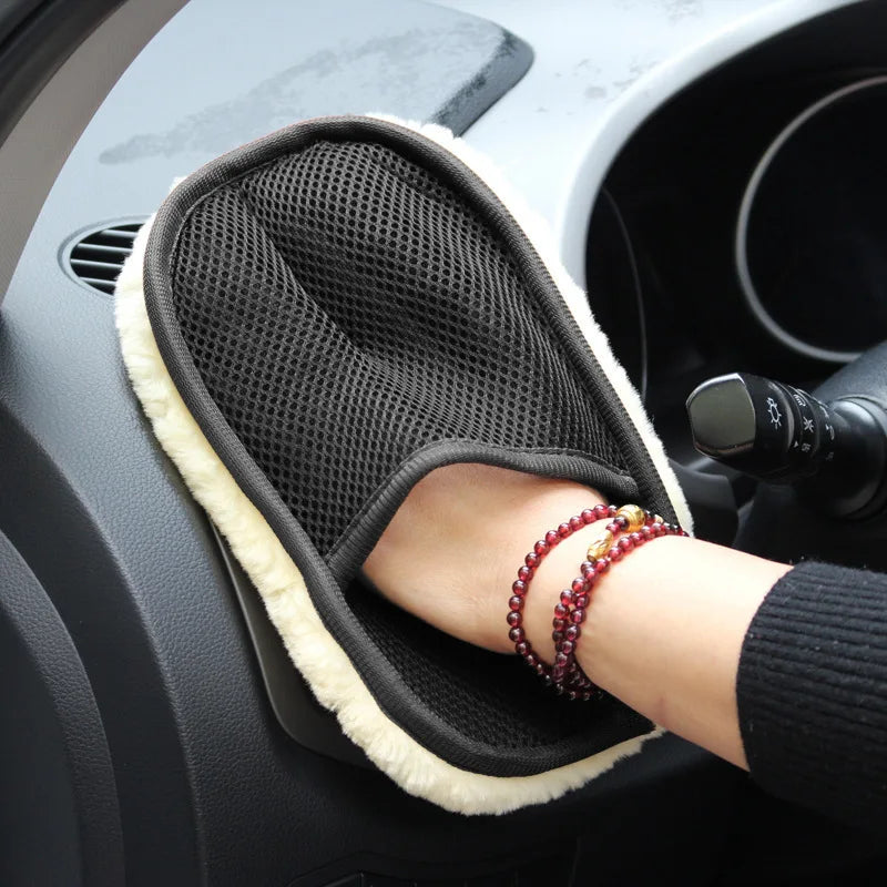 Dikke Pluche Autowashandschoen, Zacht Voor De Lak & Wast En Poetst