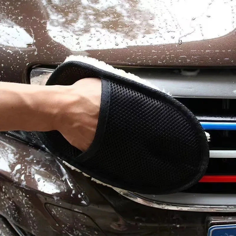 Dikke Pluche Autowashandschoen, Zacht Voor De Lak & Wast En Poetst