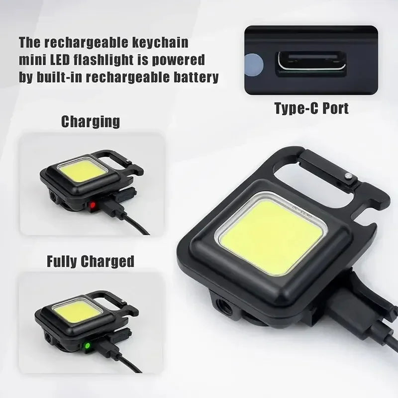 Compacte COB Sleutelhangerlamp, Oplaadbaar via USB-C & Sterke Magneet