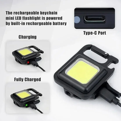 Compacte COB Sleutelhangerlamp, Oplaadbaar via USB-C & Sterke Magneet