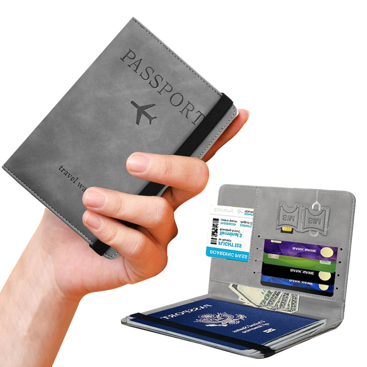 Compacte Paspoorthouder Portemonnee, RFID-Bescherming & Plek voor Pasjes