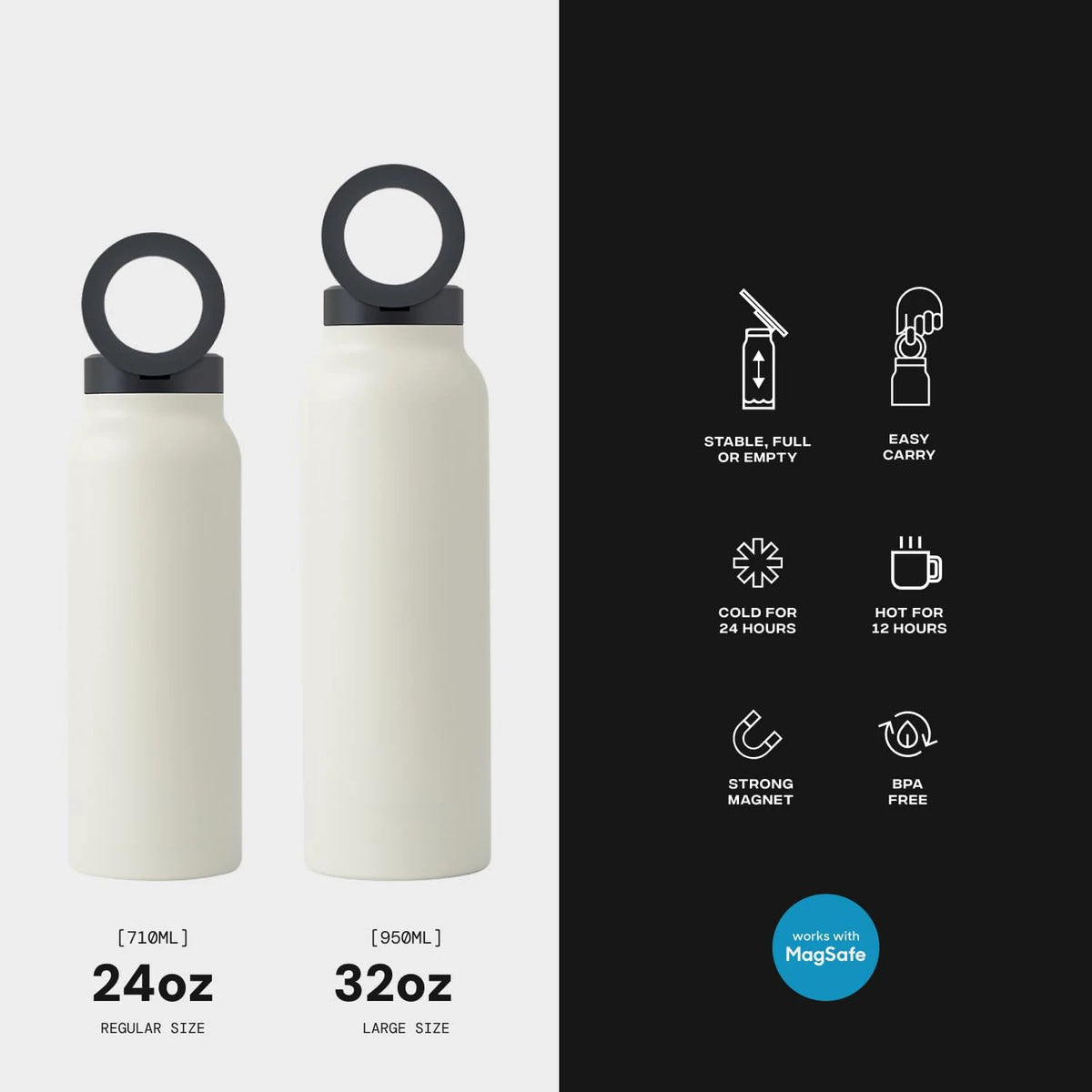 Geïsoleerde RVS Drinkfles Met Magnetische Telefoonhouder, Handsfree & Draaibaar