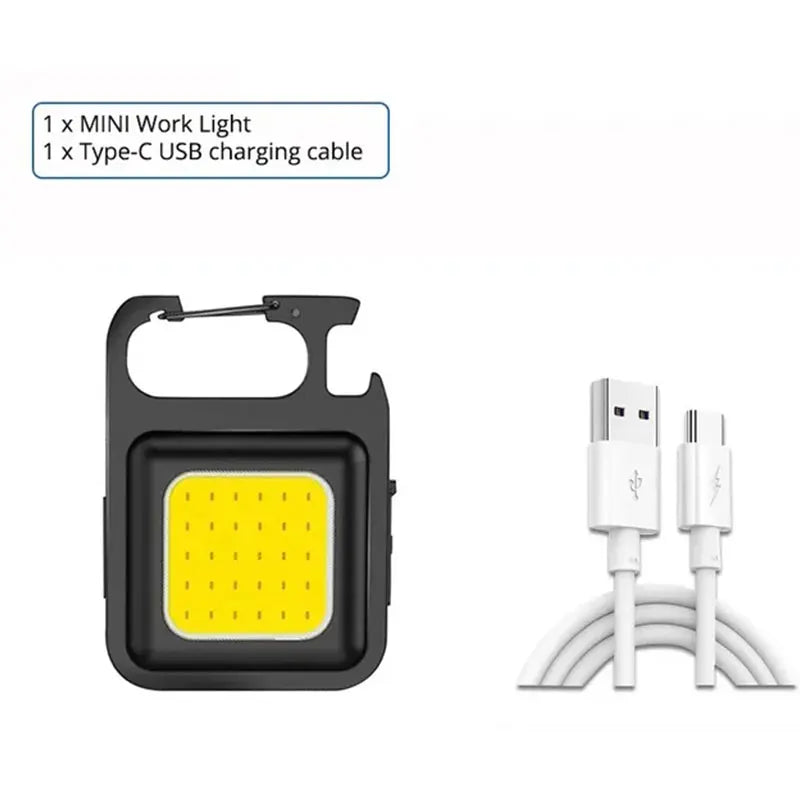 Compacte COB Sleutelhangerlamp, Oplaadbaar via USB-C & Sterke Magneet