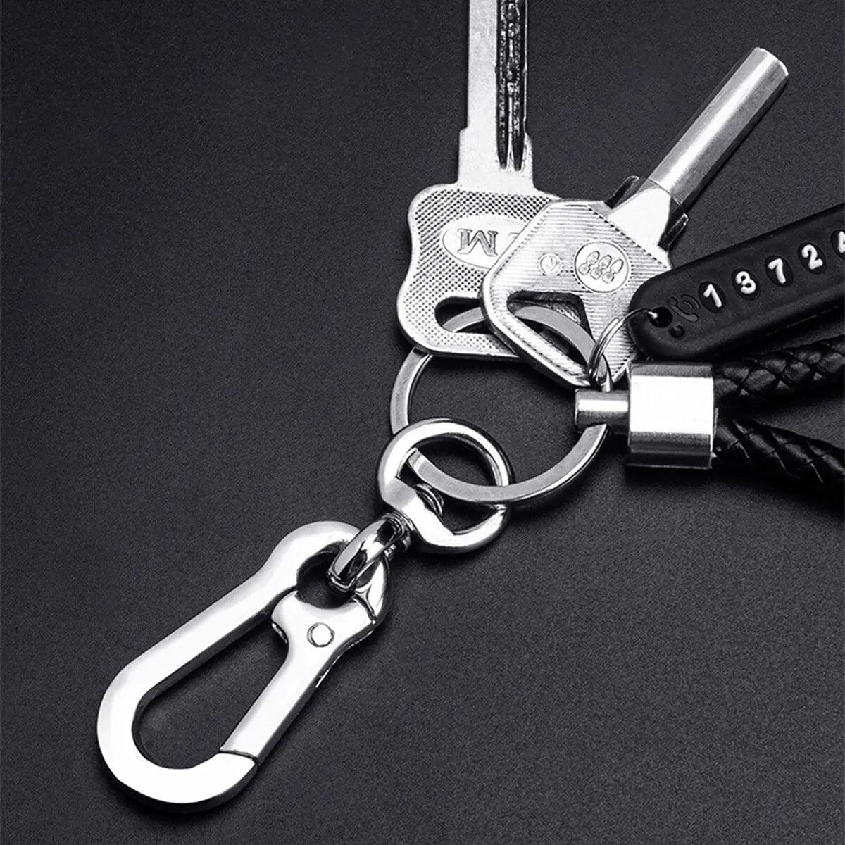 Sleutelhanger Met Nummerplaatje, Eigen Telefoonnummer & Gevlochten Koord