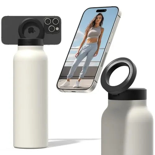 Geïsoleerde RVS Drinkfles Met Magnetische Telefoonhouder, Handsfree & Draaibaar