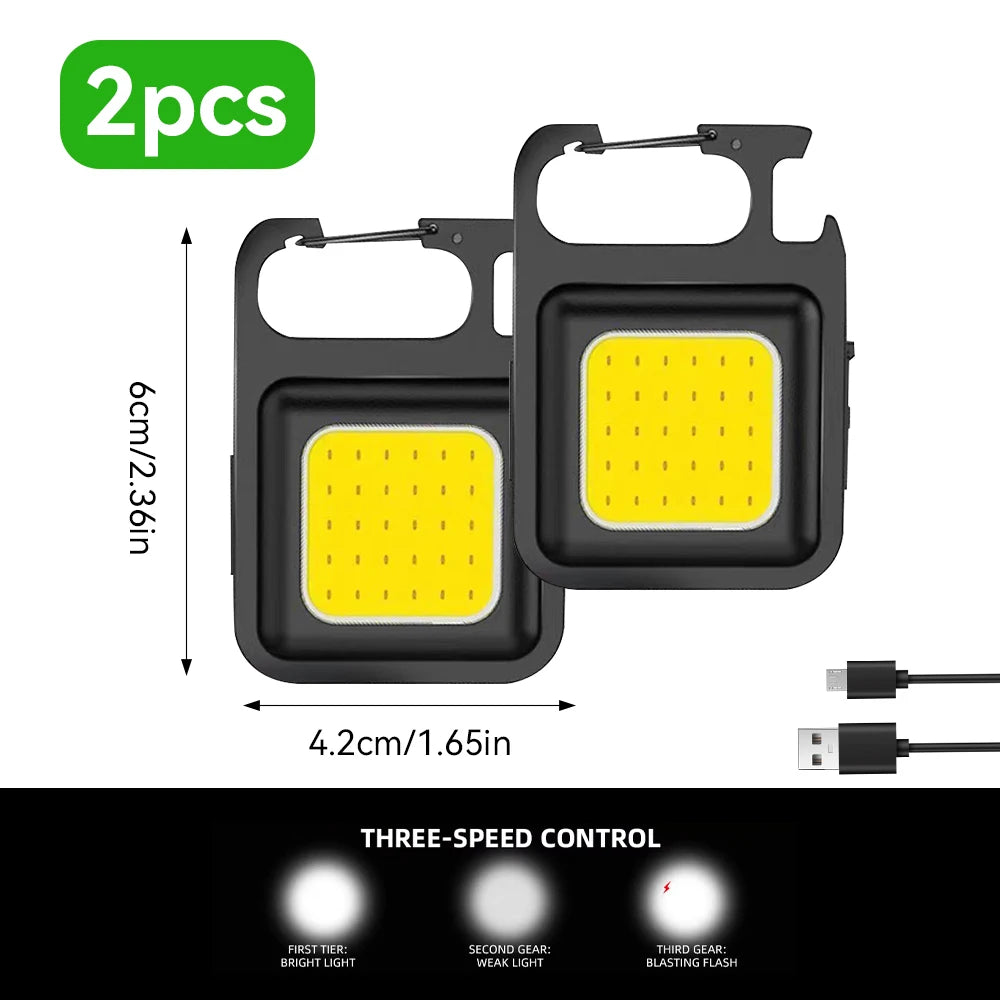 Compacte COB Sleutelhangerlamp, Oplaadbaar via USB-C & Sterke Magneet