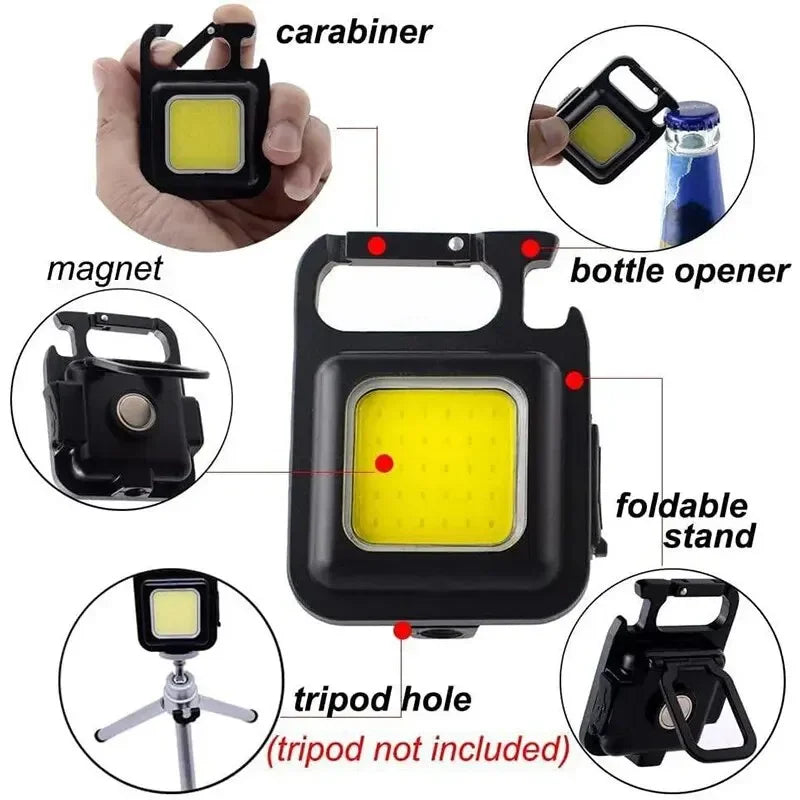 Compacte COB Sleutelhangerlamp, Oplaadbaar via USB-C & Sterke Magneet