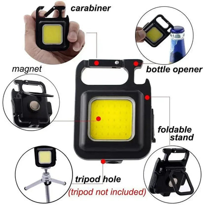 Compacte COB Sleutelhangerlamp, Oplaadbaar via USB-C & Sterke Magneet