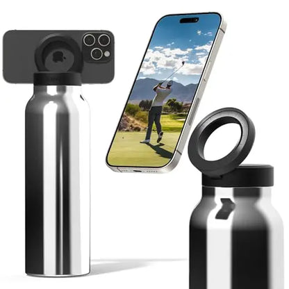 Geïsoleerde RVS Drinkfles Met Magnetische Telefoonhouder, Handsfree & Draaibaar
